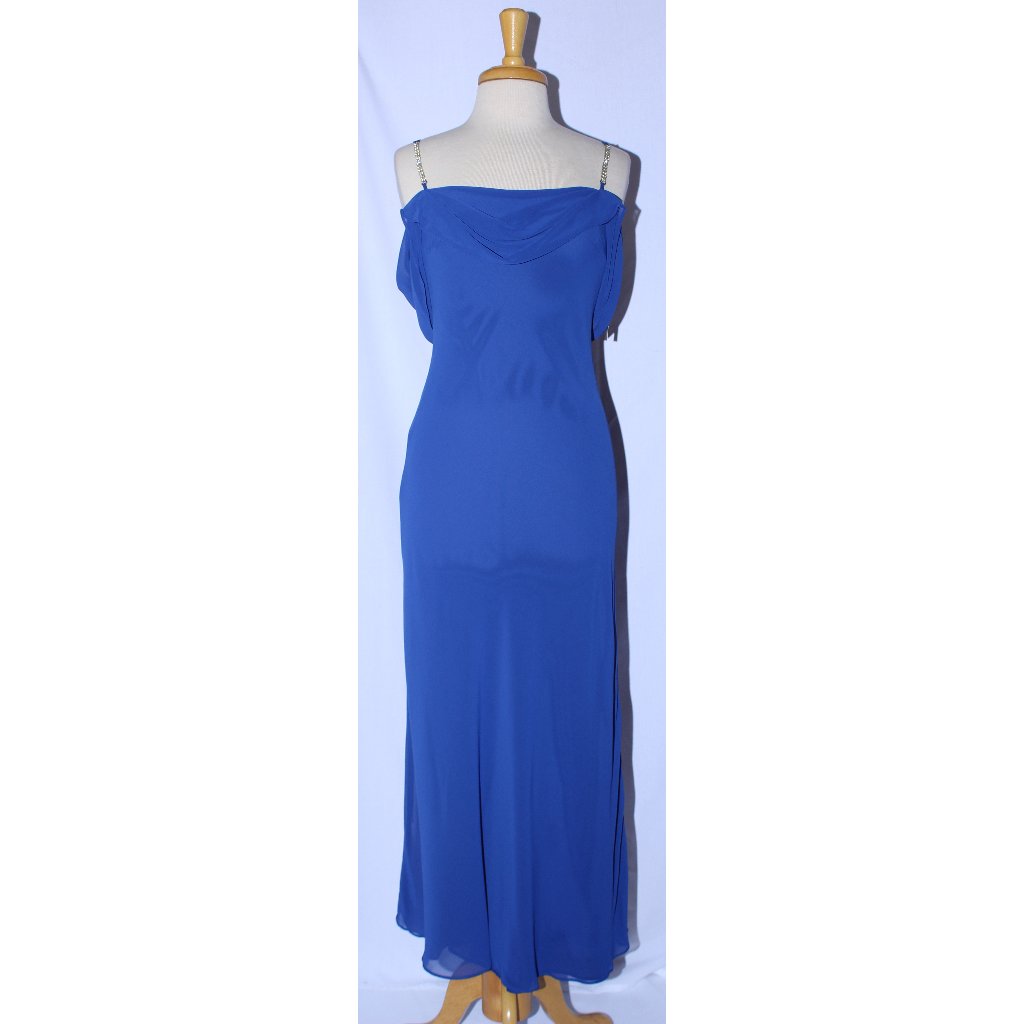 Polka #4023 Double Layer Chiffon Formal Or Evening Gown-Size S-Royal Blue-Nwt